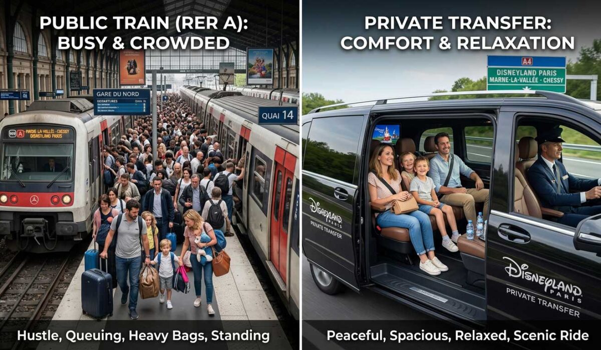 Traslado privado vs tren a Disneyland Paris: ¿qué opción elegir?