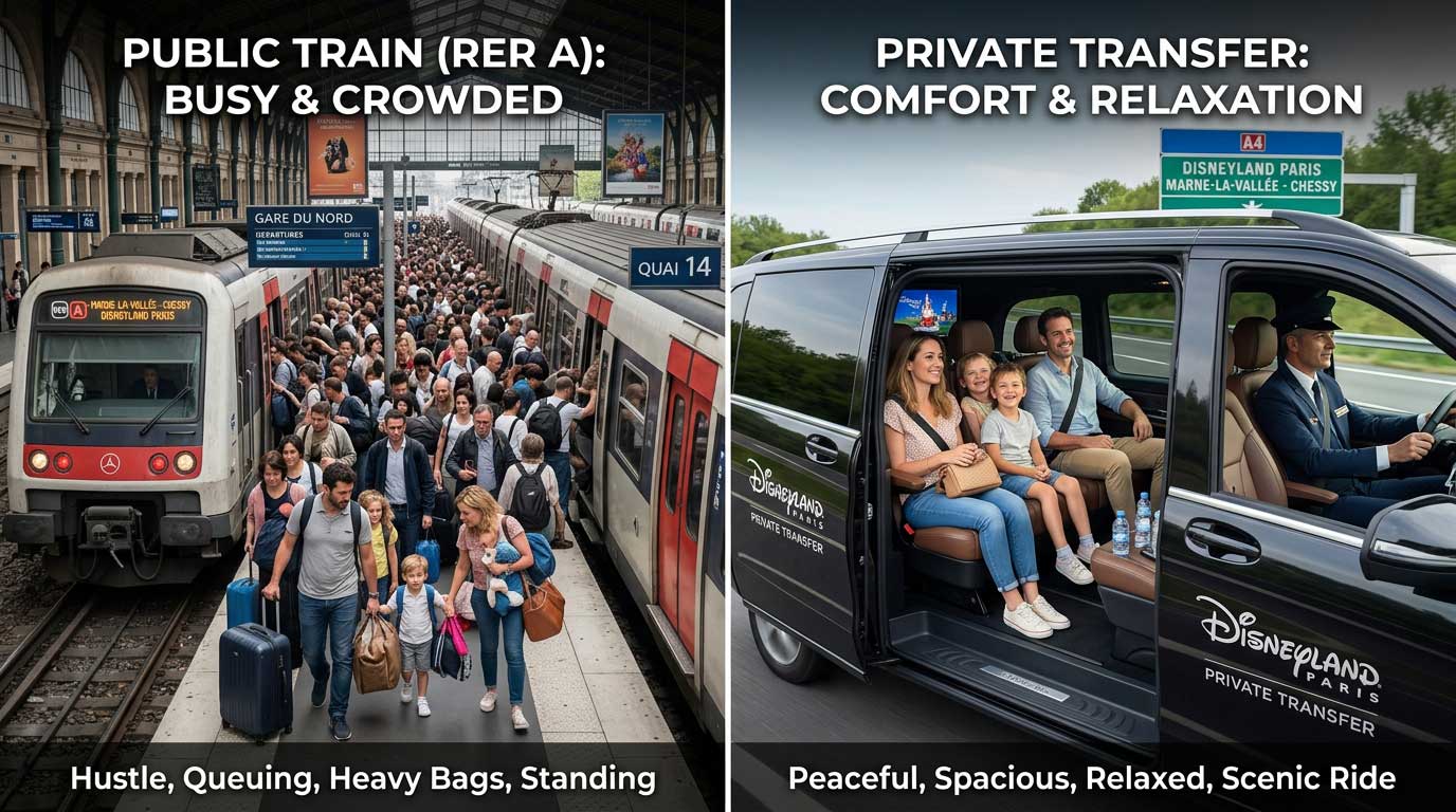 Traslado privado vs tren a Disneyland Paris: ¿qué opción elegir?